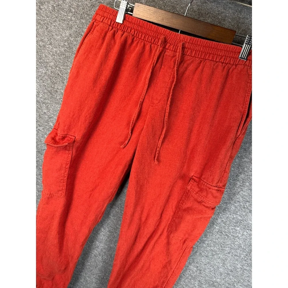 Banana‎ Republic Jogger Linen Blend Cargo Pants Burnt Orange Womens Size M Girly